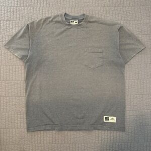 Vtg Y2K Russell Athletic T Shirt Men Large Gray Pocket Tee Sun Faded Relaxed Fit